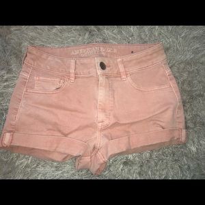 American Eagle “Hi-Rise Shorty” Denim Shorts